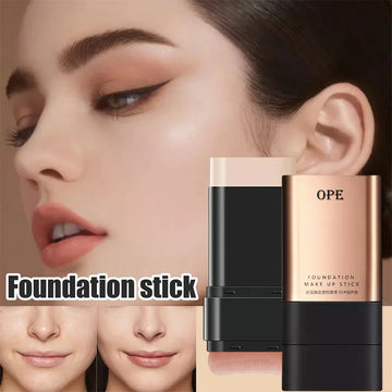 Full coverage light foundation make-up stick (with brush head), lasting moisturizing, waterproof, natural makeup, cream texture