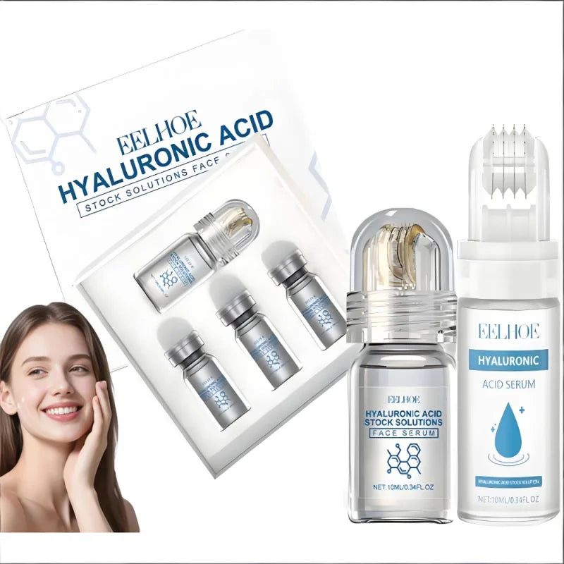 Deeply Hydrating Korean Facial Essence Set Hyaluronic Acid Microneedle Roller Skin Care Easily Absorbed Moisturizing Essence