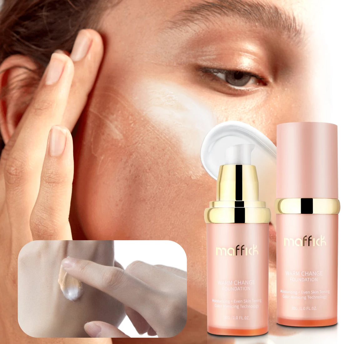 Color Changing Foundation 4 in 1 Moisturizing SPF 30+ Hydrating Color Longwearing Waterproof Travel Coverage Makeup Base