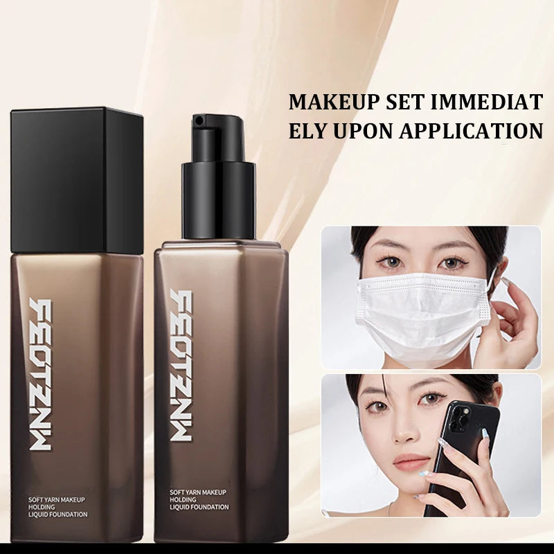 Feotznw Liquid Foundation Doesn'T Smudge Makeup for 12 Hours. Waterproof and Scratch-Concealing Care Liquid Foundation That Covers and Provides Long-Lasting Hydration for a Natural Complexion.