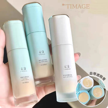 TIMAGE Foundation 30ml With Concealer 1g Round Tube Flawless Light Matte Long Lasting Coverage Foundation Makeup Cosmetics